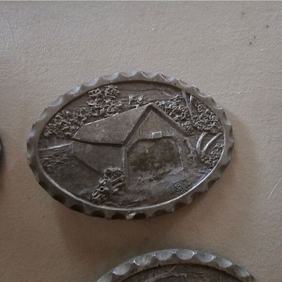 Pewter belt buckles 7 all together covered bridges handcrafted New - Picture 7 of 8